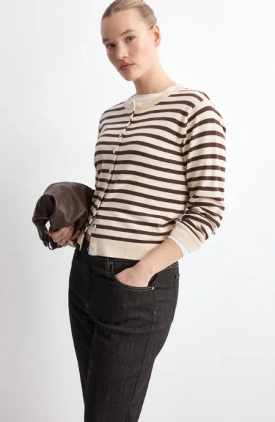 Mango Stripped Knit Cardigan In Multi