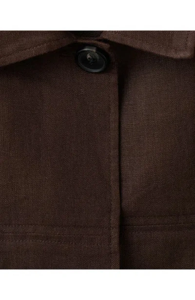 Mango Belted Linen Jacket In Brown