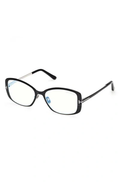 Tom Ford 54mm Rectangular Optical Glasses In Metallic