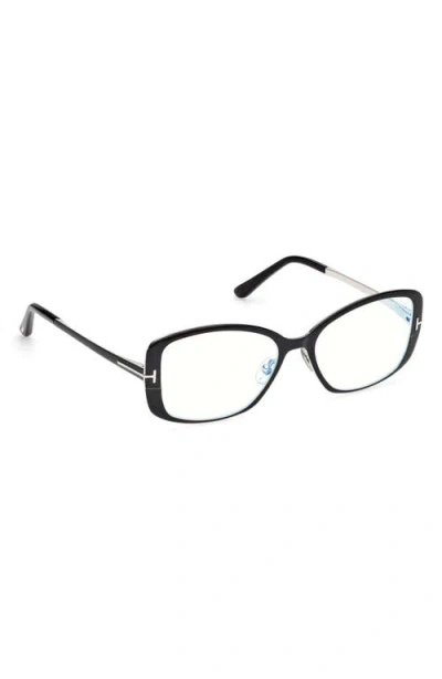 Tom Ford 54mm Rectangular Optical Glasses In Metallic