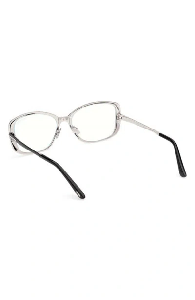 Tom Ford 54mm Rectangular Optical Glasses In Metallic