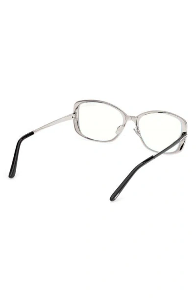 Tom Ford 54mm Rectangular Optical Glasses In Metallic