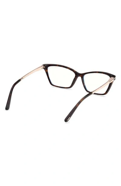 Tom Ford 56mm Blue Block Rectangular Eyeglasses In Brown