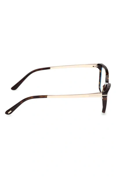 Tom Ford 56mm Blue Block Rectangular Eyeglasses In Brown