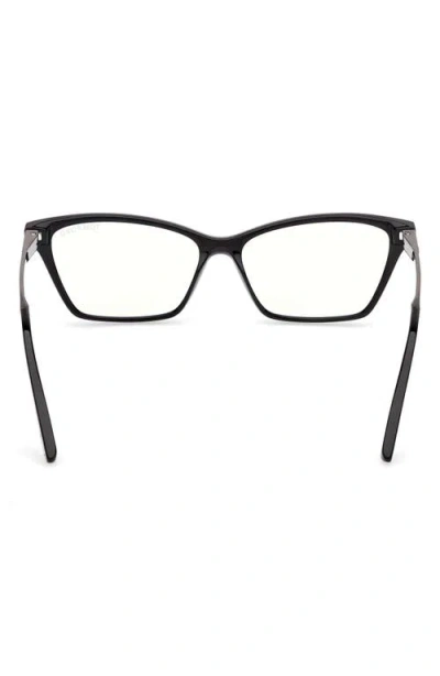Tom Ford 56mm Blue Block Rectangular Eyeglasses In Black
