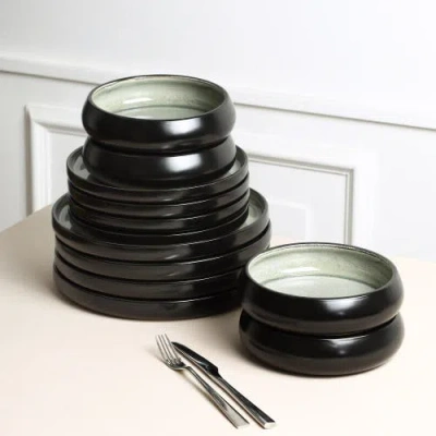 Stone Lain Lagoon Stoneware 12-piece Dinnerware Set In Green