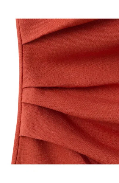 Mango Draped Midi-dress In Orange