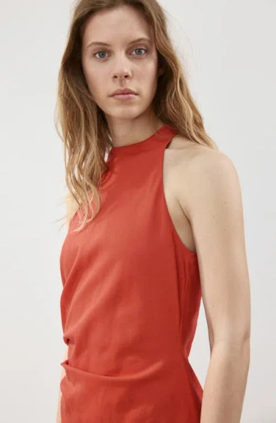 Mango Draped Midi-dress In Orange