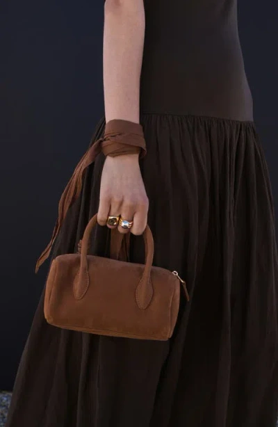 Mango Leather Top Handle Bag In Brown