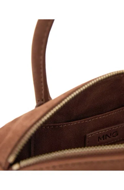 Mango Leather Top Handle Bag In Brown