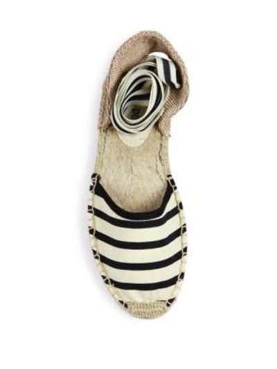 Shop Soludos Classic Striped Ankle-wrap Espadrilles In Natural-black