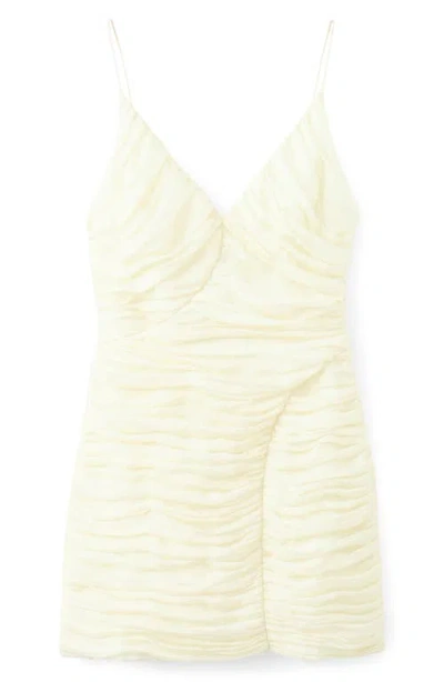 Mango Draped V-neck Dress In Ecru