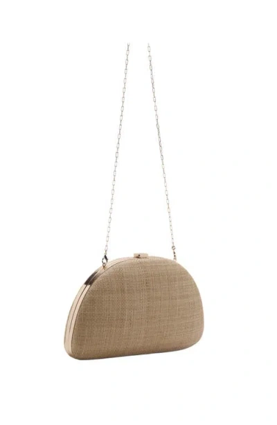 Mango Natural Fiber Clutch Bag In Beige