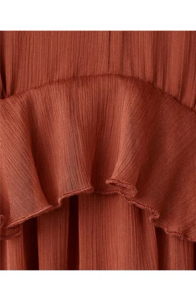 Mango Ruffle Flutter Sleeve Maxi In Brown