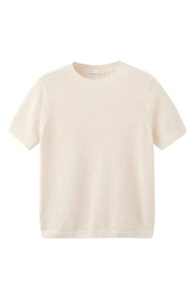 Mango Short Sleeve Sweater In White