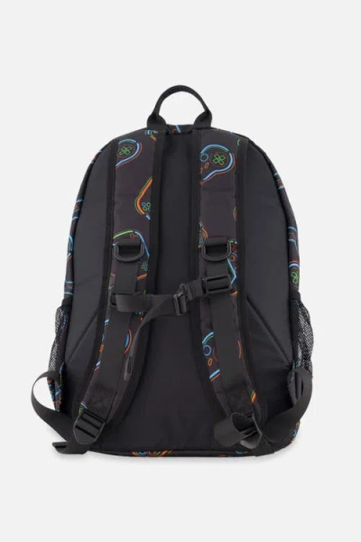 Deux Par Deux Kids Backpack Black Printed Controller In Red