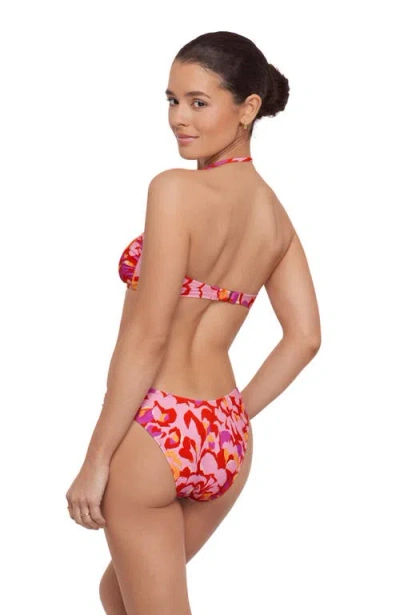 Aqua Green Ring Front Bandeau Bikini Set In Multi