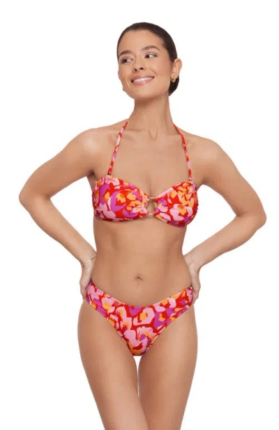 Aqua Green Ring Front Bandeau Bikini Set In Multi