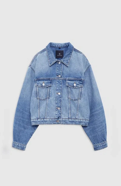 Anine Bing Structured Jacket Chest Pockets Silver Hardware In Multi