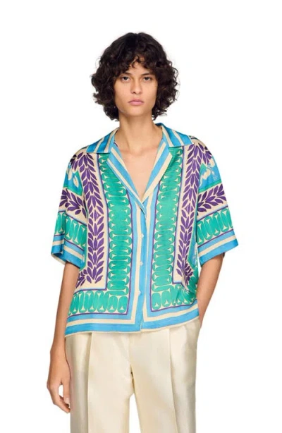 Sandro Graphic-print Short-sleeve Shirt In Multi