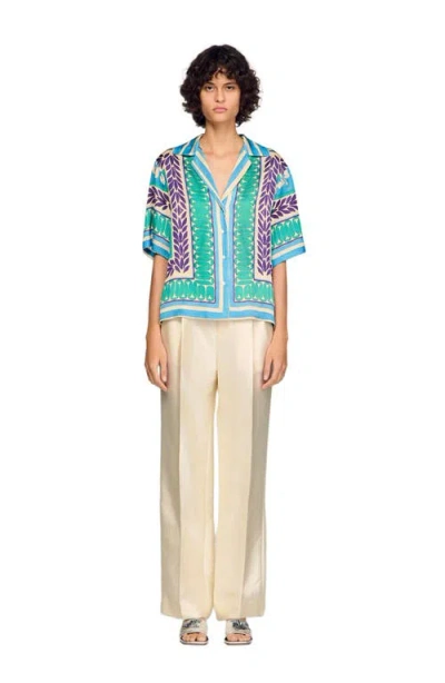 Sandro Graphic-print Short-sleeve Shirt In Multi