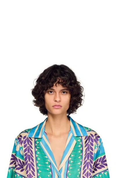 Sandro Graphic-print Short-sleeve Shirt In Multi
