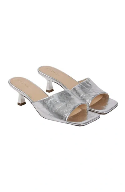 Sandro Heeled Metallic Leather Mules In Silver