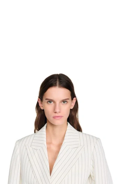 Sandro Striped Tailored Jacket In White
