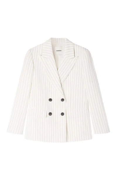 Sandro Striped Tailored Jacket In White