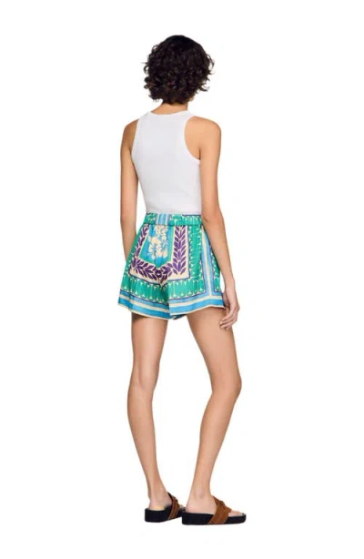 Sandro Paris Floral Drawstring Shorts In Multi