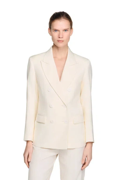 Sandro Double-breasted Suit Jacket In White