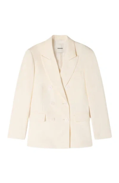 Sandro Double-breasted Suit Jacket In White