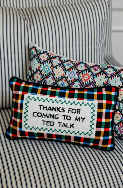 Furbish Studio Ted Talk Needlepoint Pillow In Multi