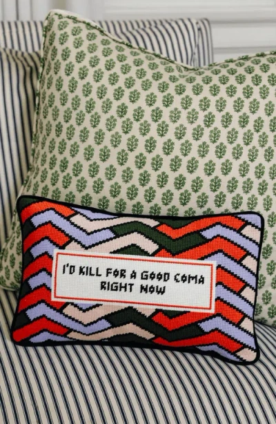 Furbish Studio Good Coma Needlepoint Pillow In Multi