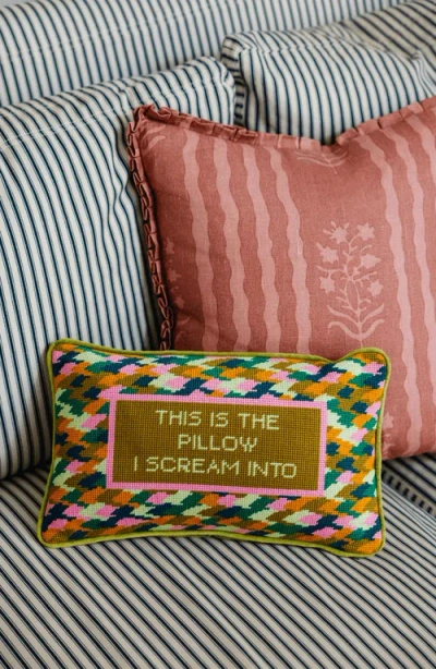 Furbish Studio Scream Needlepoint Pillow In Multi