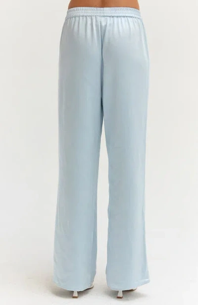 Crescent Satin Pull On Pants In Blue