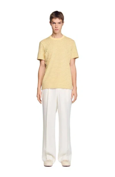 Sandro Striped T-shirt In Yellow