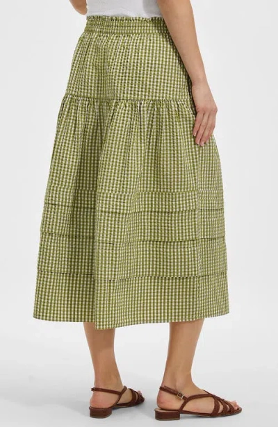 Lands' End Plus Size Seersucker Pull On Midi Skirt