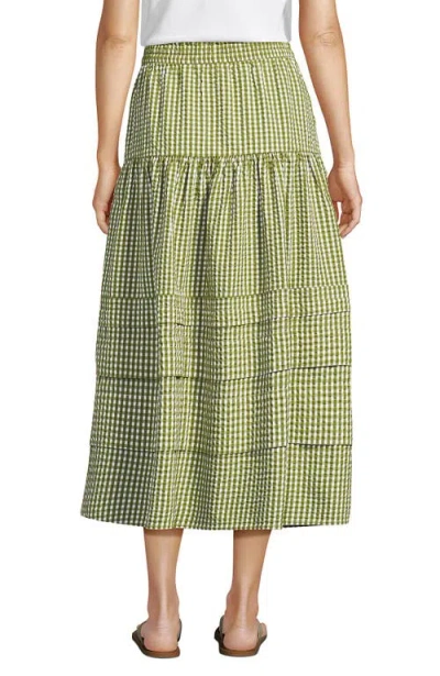 Lands' End Plus Size Seersucker Pull On Midi Skirt