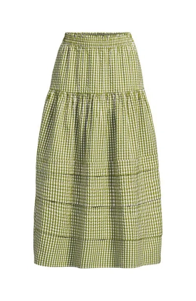 Lands' End Plus Size Seersucker Pull On Midi Skirt