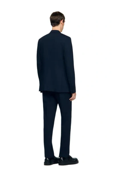 Sandro Double-breasted Suit Jacket In Blue