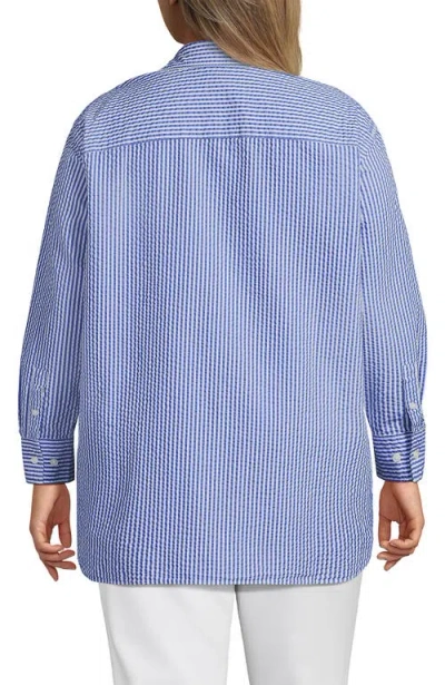 Lands' End Cooling Button Front Shirt In Blue