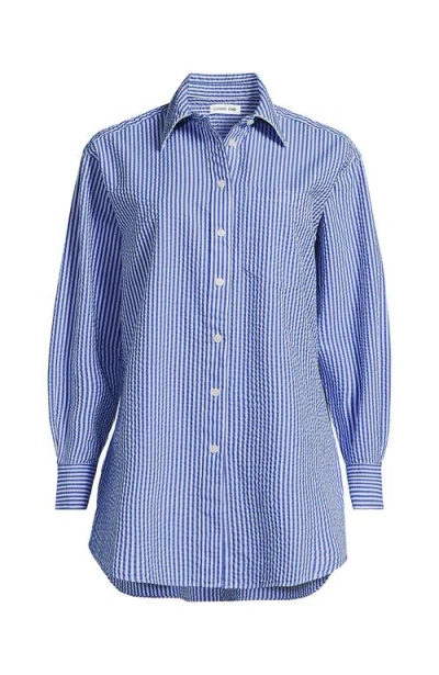 Lands' End Cooling Button Front Shirt In Blue