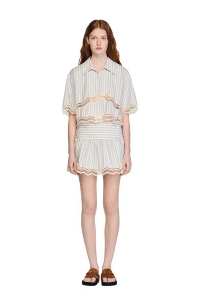Sandro Striped Cotton Skort In Multi