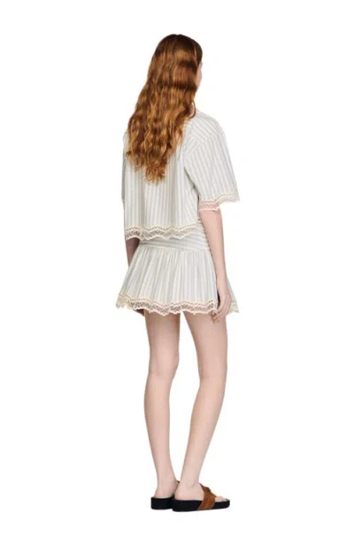 Sandro Striped Cotton Skort In Multi