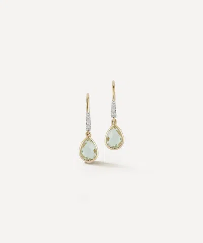 Mateo 14ct Gold Bezeled Green Amethyst Drop Earrings In Neutral