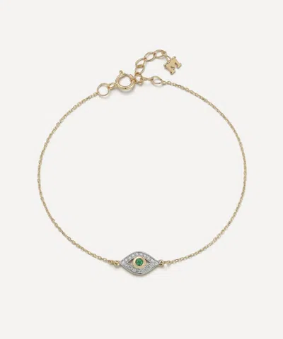 Mateo 14ct Gold Emerald Evil Eye Bracelet In Gray