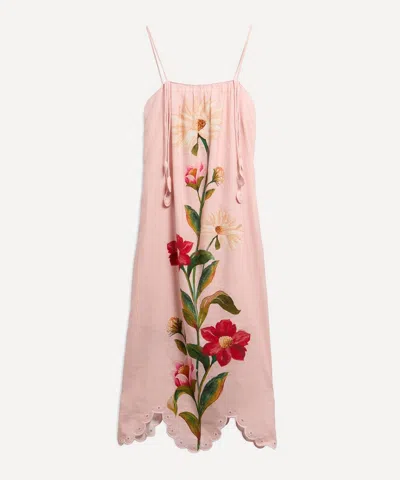 Barbour Farm Rio Floral-print Scalloped-hem Dress In Pink