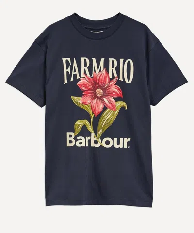 Barbour X Farm Rio Floral-print T-shirt In Blue