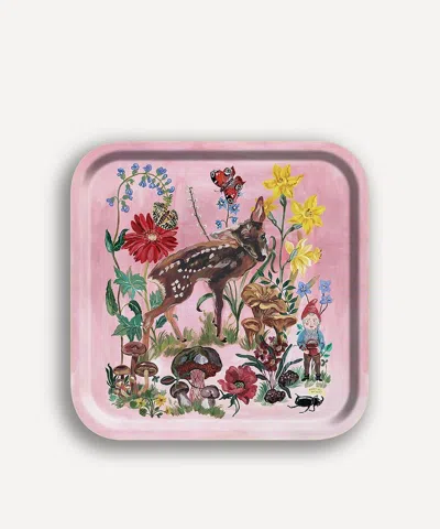 Avenida Home Bambi Square Birch Wood Tray In Multi